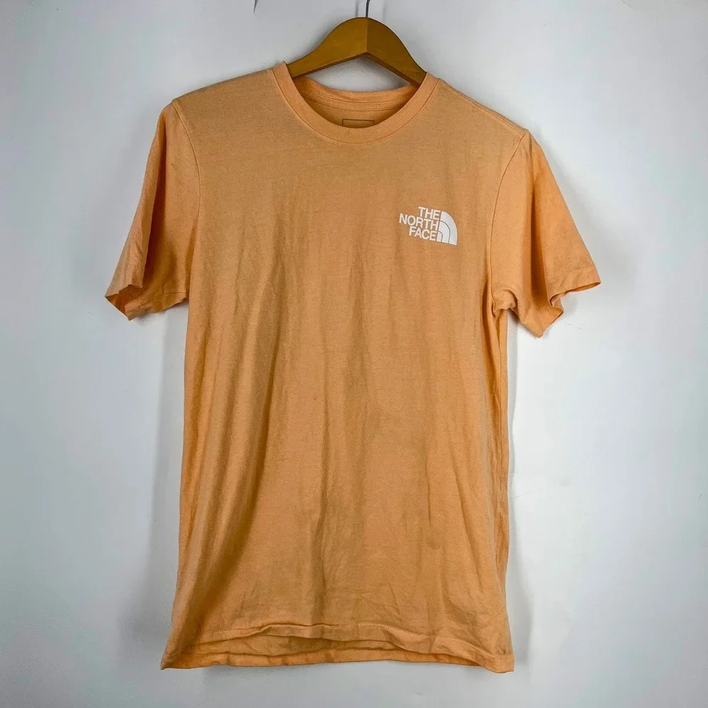 The North Face Mens Peach Graphic Short Sleeve T-Shirt Blue Box Logo Size‎ S